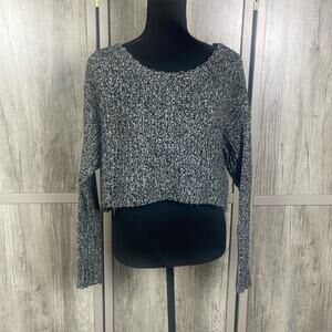 $10 SALE! Hollister black/white tie up back cropped oversized sweater women's XS